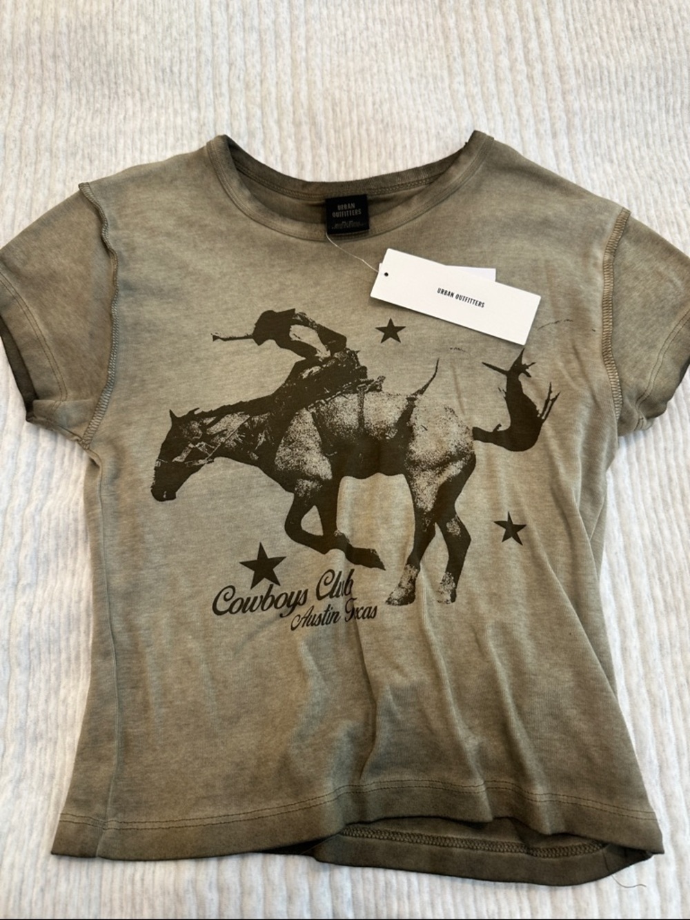 Urban Outfitters Olive Green 'Cowboys Club' Graphic Tee